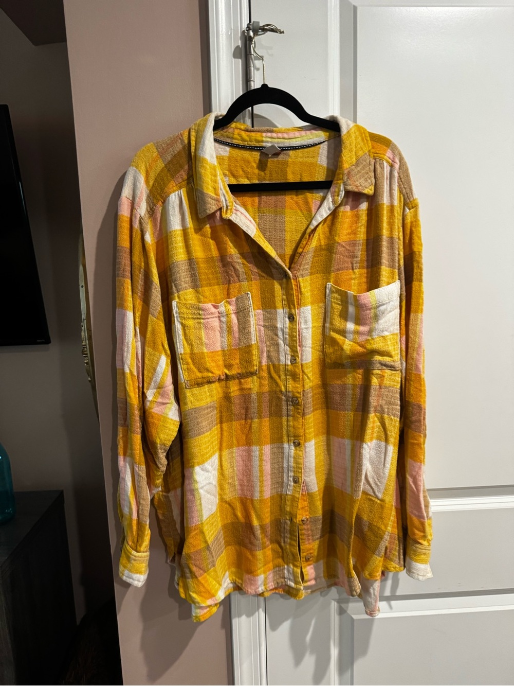 Pilcro Mustard Yellow Plaid Button-Up Shirt